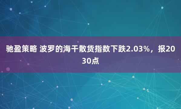 驰盈策略 波罗的海干散货指数下跌2.03%，报2030点